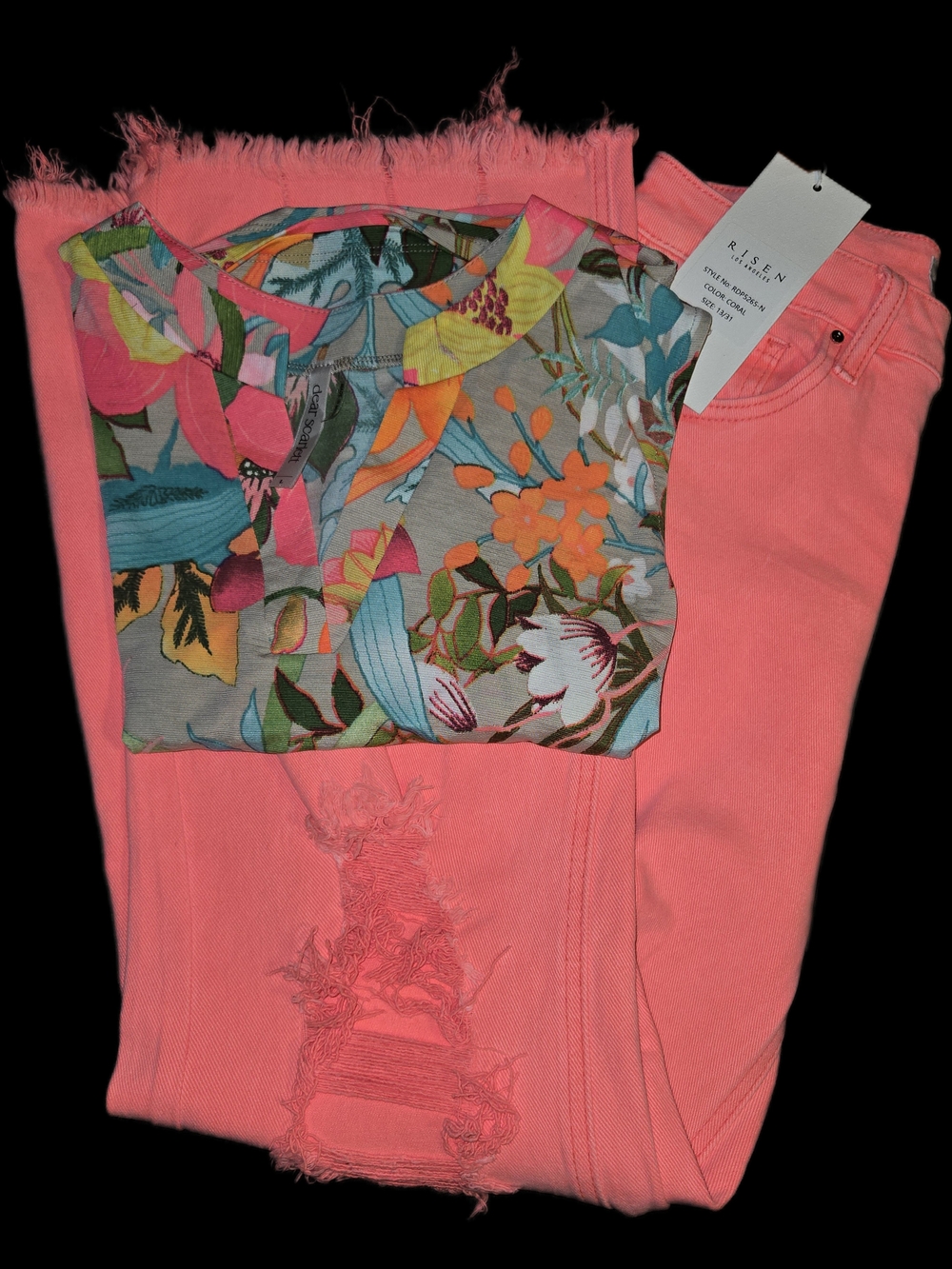 New Dear Scarlett Colorful Tropical Floral Sleeveless Top Size Large - Picture 3 of 3